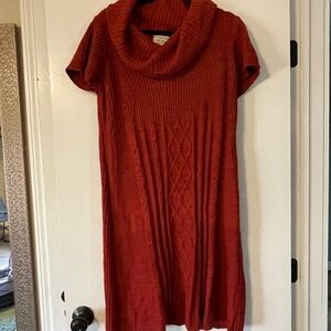 Pink Rose Rust Cowl Neck Sweater Dress